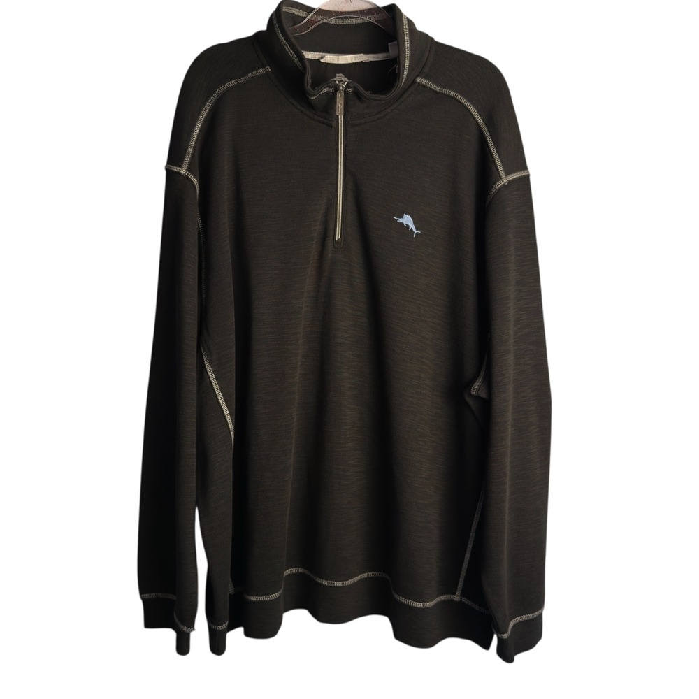 Tommy Bahama Mens 3XLB Black Tobago Bay Half Zip Sweater Pullover NWT